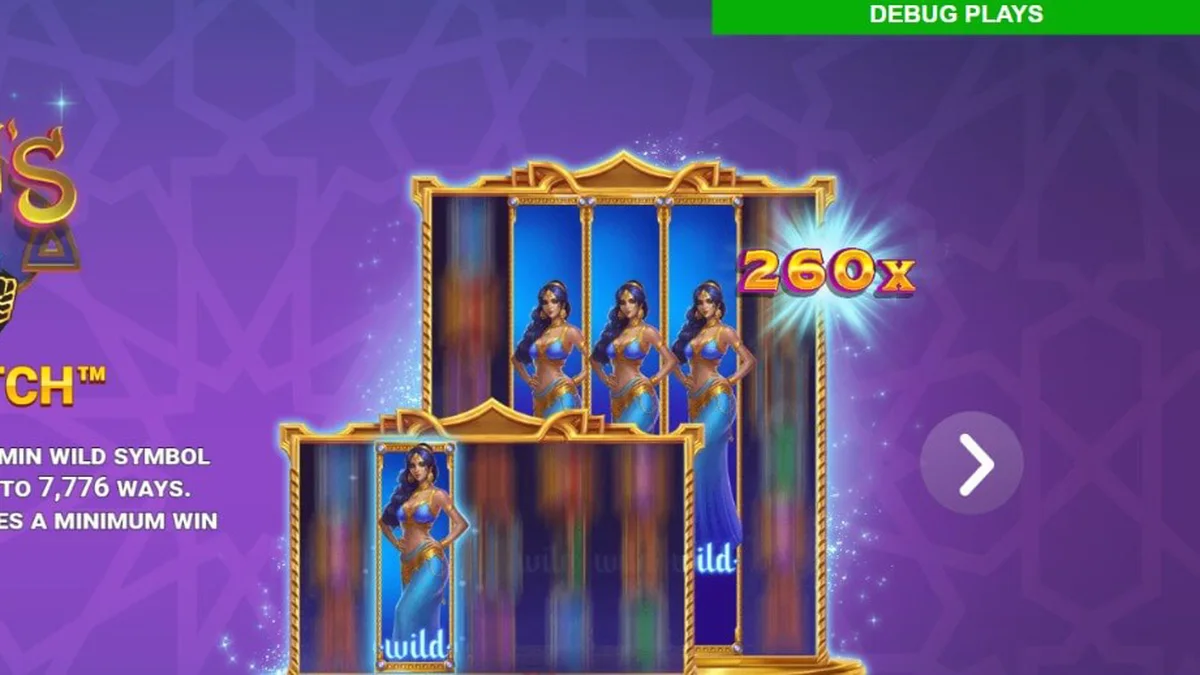 Tampilan visual slot Jazmin’s Wild Ways Smash Pots dengan nuansa istana Arab yang mewah